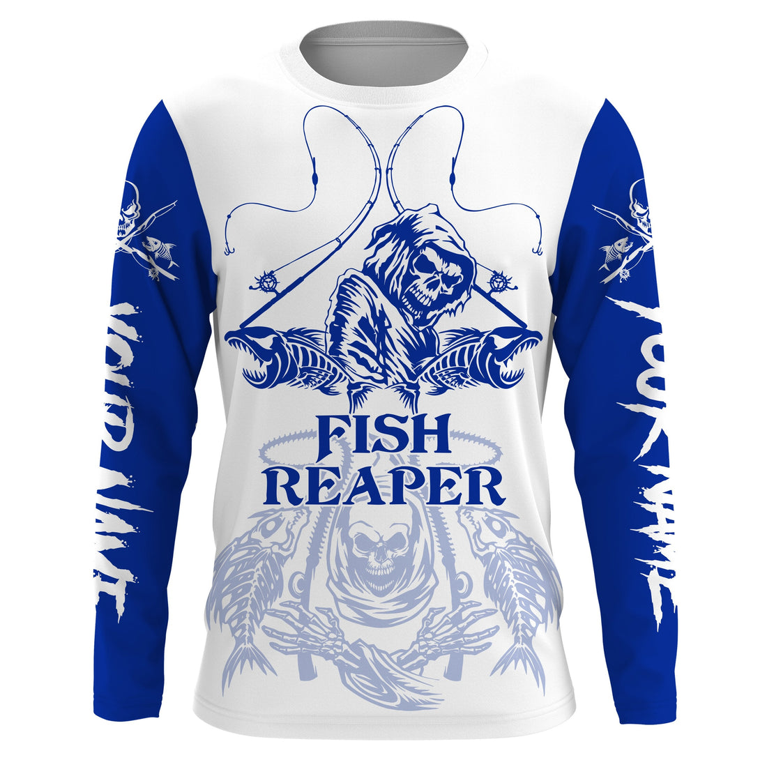 Fish reaper fishing blue Customize Name Long Sleeve Fishing, fishing gift NQS2484