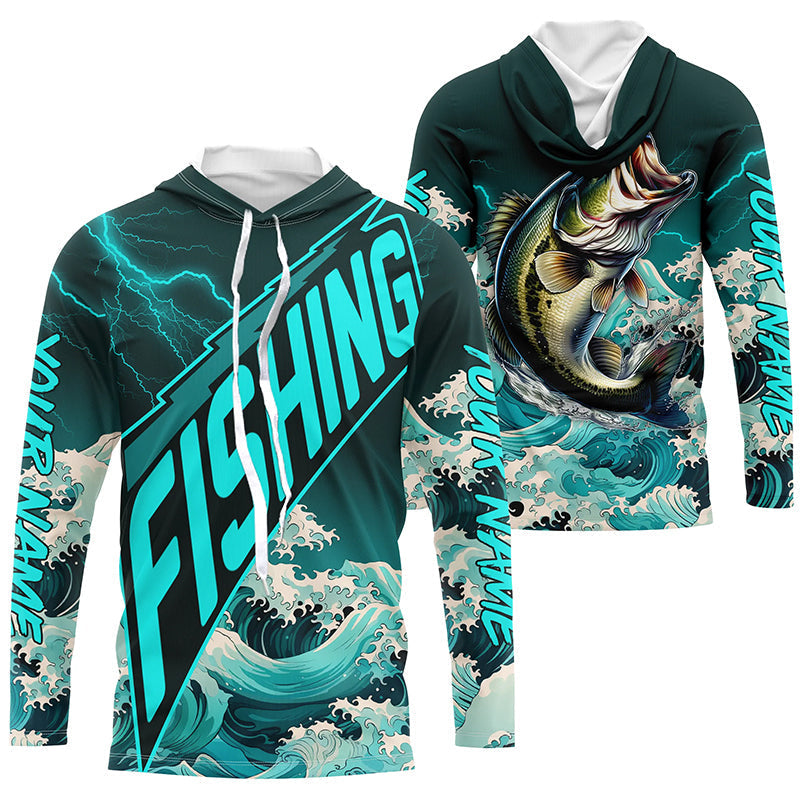 Largemouth Bass fishing Cyan Blue Ocean wave lightning thunder Custom performance Bass fishing NQS7277