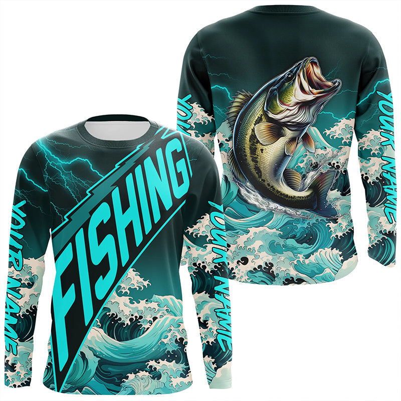 Largemouth Bass fishing Cyan Blue Ocean wave lightning thunder Custom performance Bass fishing NQS7277
