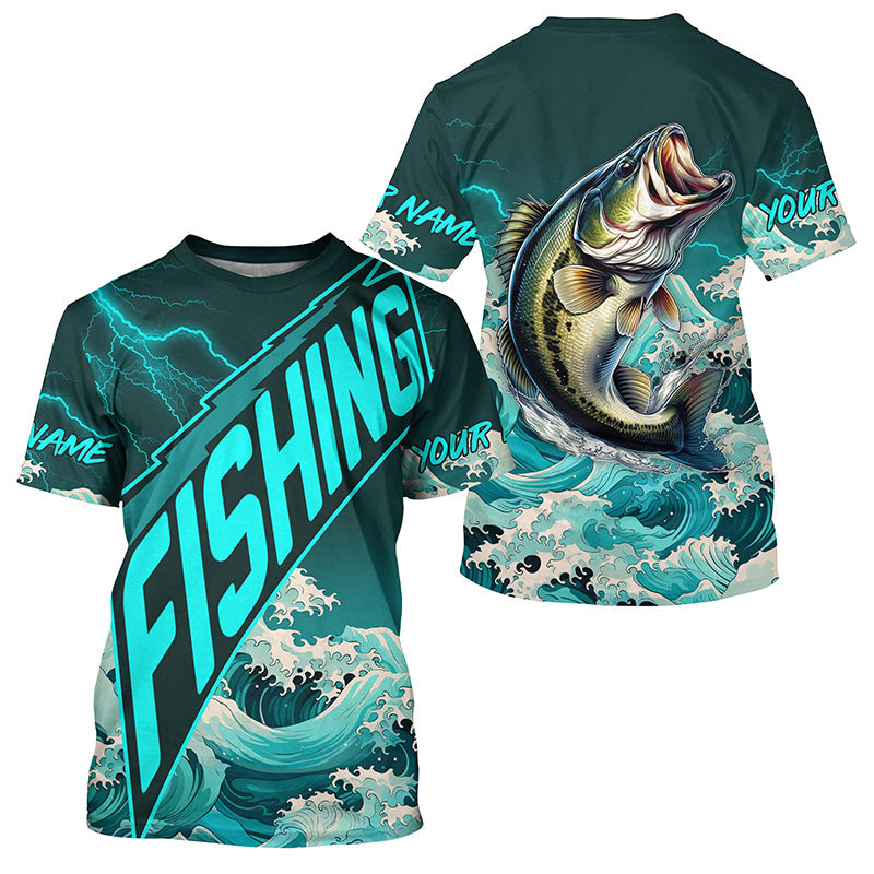 Largemouth Bass fishing Cyan Blue Ocean wave lightning thunder Custom performance Bass fishing NQS7277