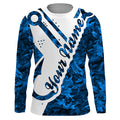 Fishing Blue camo fish hook Customize Name UV protection long sleeves fishing, women NQS1808