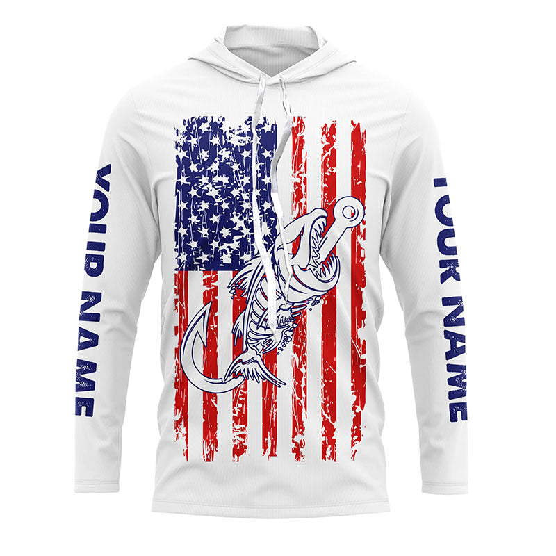 American flag fishing Fish hook skull Custom patriotic long sleeve sun protection fishing NQS5934