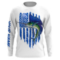 Sailfish fishing blue American flag patriotic fishing UV protection Customize name long sleeves UPF 30+ gift for fisherman NQS2353