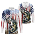 Largemouth Bass Fishing American Flag UV Protection Fishing Custom Patriotic Bass Fishing NQS9160