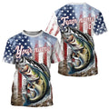 Largemouth Bass Fishing American Flag UV Protection Fishing Custom Patriotic Bass Fishing NQS9160