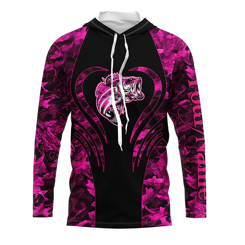 Bass fishing pink girl camo Custom name Long Sleeve Fishing, fishing gifts, kid NQS1642