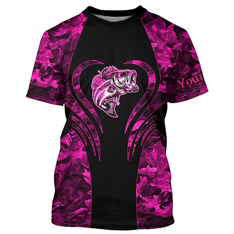 Bass fishing pink girl camo Custom name Long Sleeve Fishing, fishing gifts, kid NQS1642