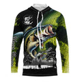 Largemouth Bass fishing scales green black Customize Name UV sun protection bass fishing NQS1946