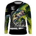 Largemouth Bass fishing scales green black Customize Name UV sun protection bass fishing NQS1946