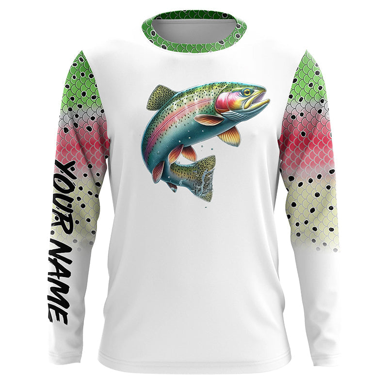 Rainbow Trout Fishing Scales Custom long sleeve Fishing, Personalized Trout Fishing NQS574