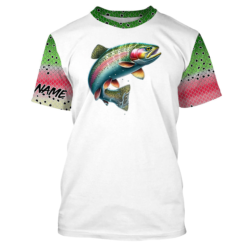Rainbow Trout Fishing Scales Custom long sleeve Fishing, Personalized Trout Fishing NQS574