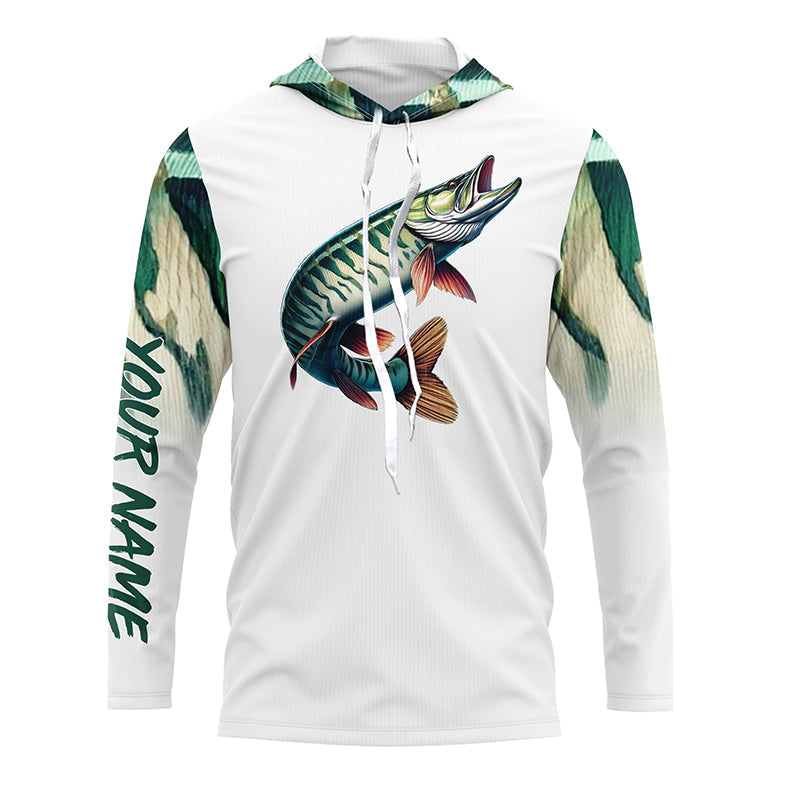 Musky ( Muskie) Fishing Green Scales Custom long sleeve Fishing, personalized fishing apparel NQS580