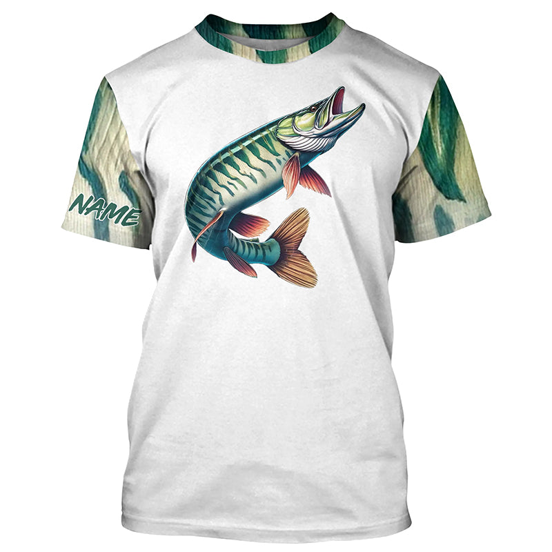 Musky ( Muskie) Fishing Green Scales Custom long sleeve Fishing, personalized fishing apparel NQS580