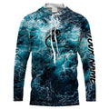 Custom blue ocean Mahi mahi fish bone Saltwater Long sleeves Sea wave camo Fishing NQS2097