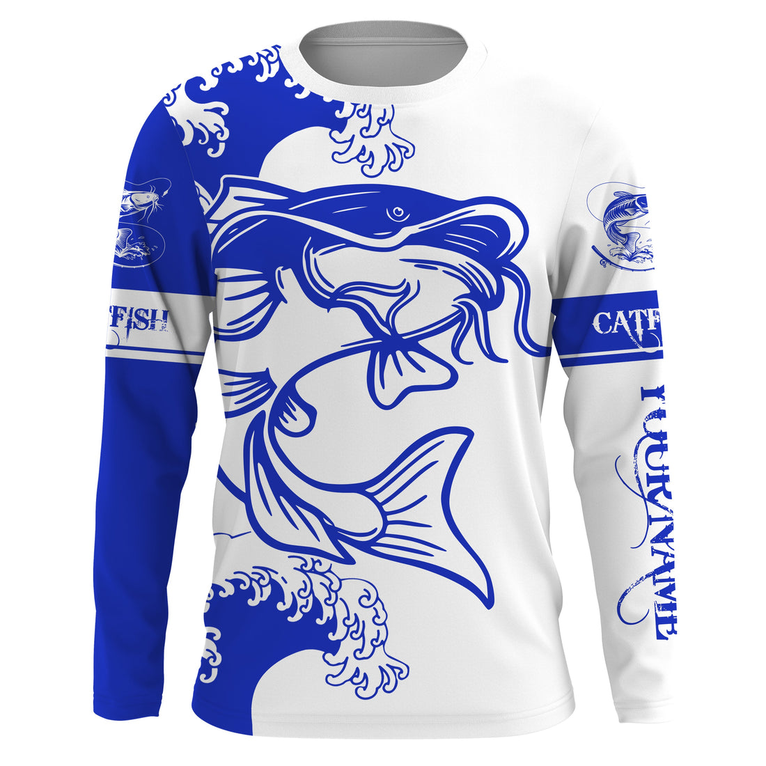 Personalized Catfish fishing tattoo, Catfish Long Sleeve Fishing tournament | Blue NQS3736