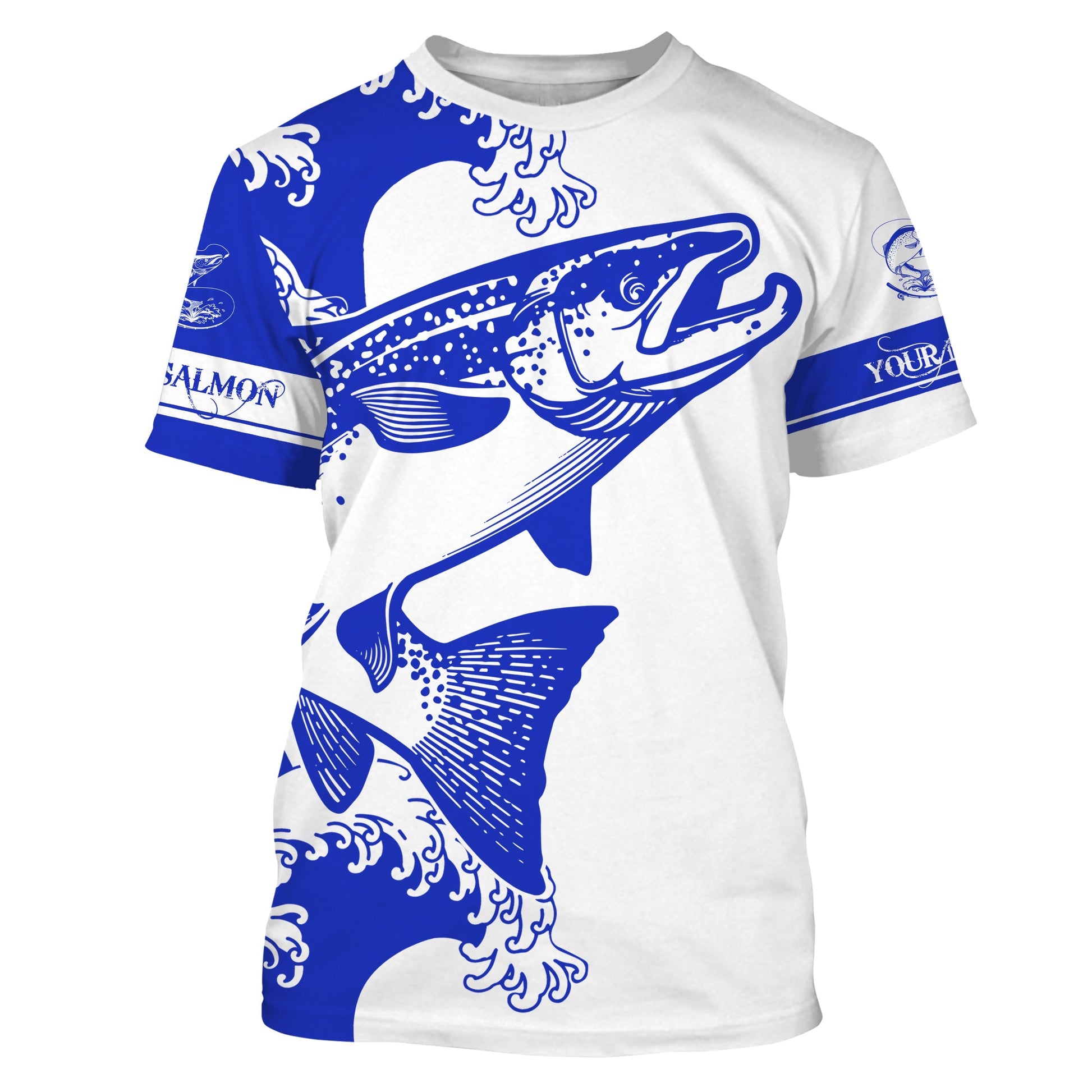 Personalized King salmon fishing tattoo, salmon Long Sleeve Fishing tournament | Blue NQS3737