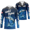 Blue camo Wahoo fishing Custom performance long sleeve team Wahoo fishing tournament NQS8240