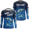 Blue camo Wahoo fishing Custom performance long sleeve team Wahoo fishing tournament NQS8240