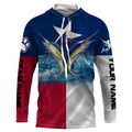 Marlin Sailfish fishing Texas flag custom name and team name fishing apparel, custom upf fishing NQS3052