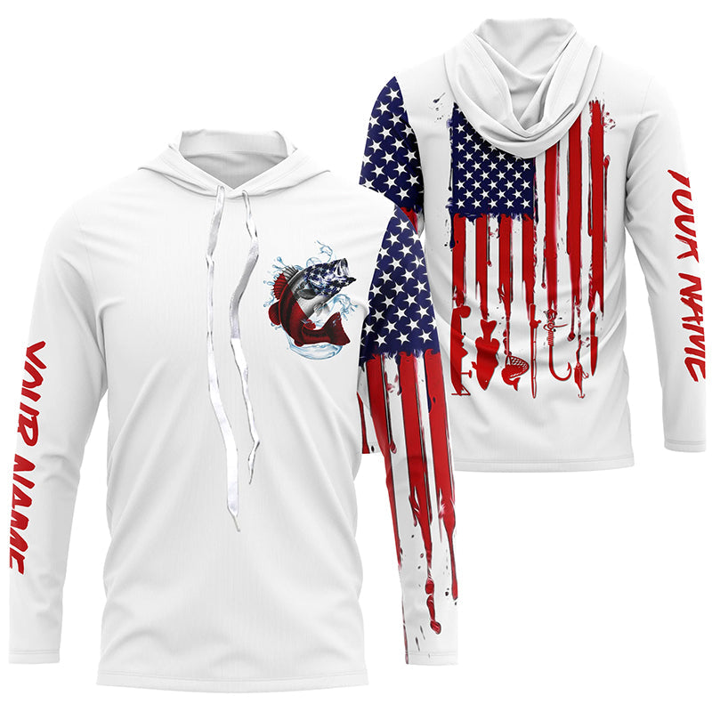 American flag Largemouth Bass fishing personalized patriotic UV Protection Fishing for NQS5457