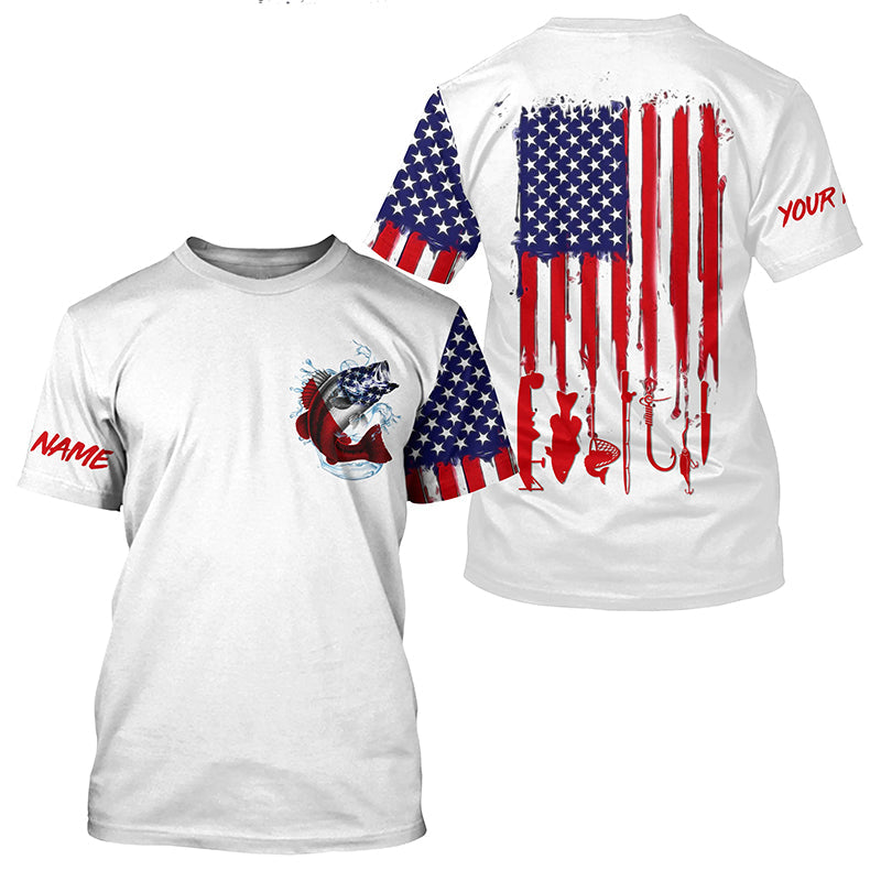 American flag Largemouth Bass fishing personalized patriotic UV Protection Fishing for NQS5457