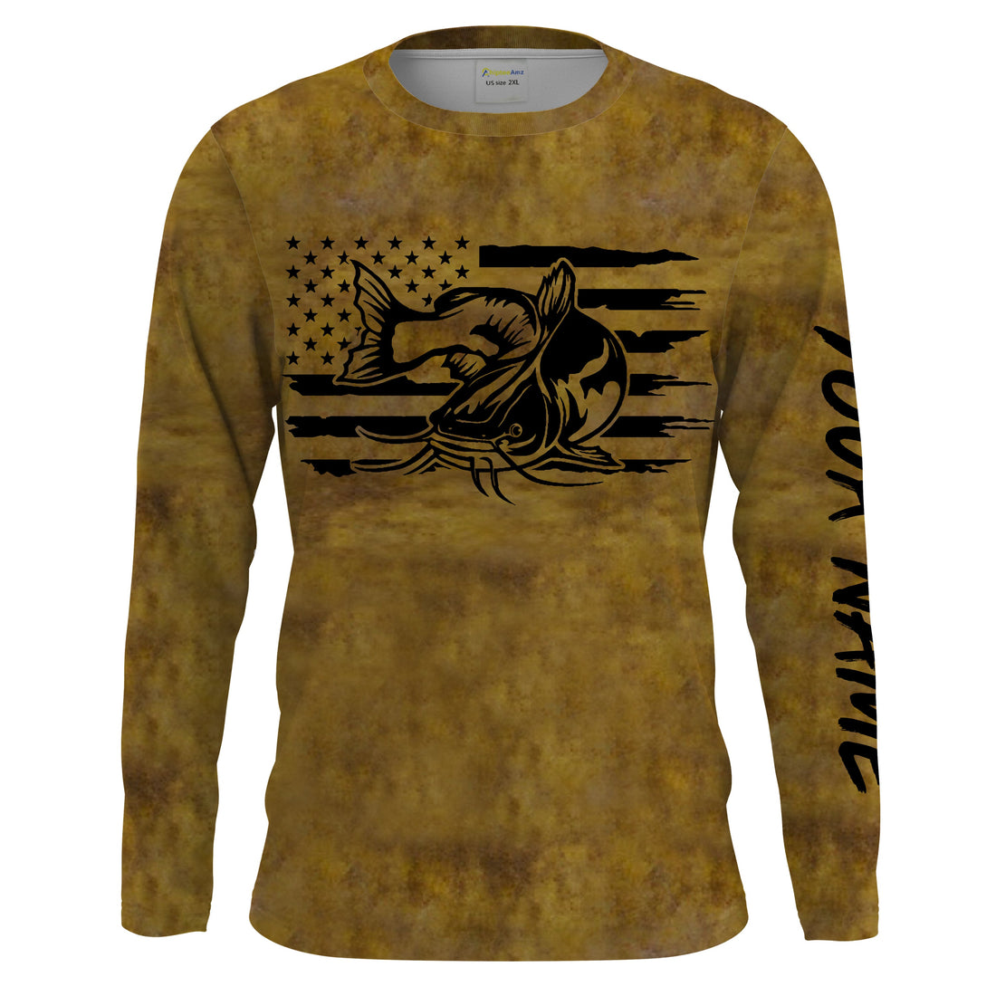 Flathead Catfish Fishing American flag patriotic, Catfish Long Sleeve Fishing NQS2208