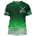 Fish on green sea water camo Custom Name performance long sleeve fishing uv protection NQS7039