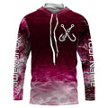 Fish on pink sea water camo Custom Name performance long sleeve fishing uv protection NQS7040