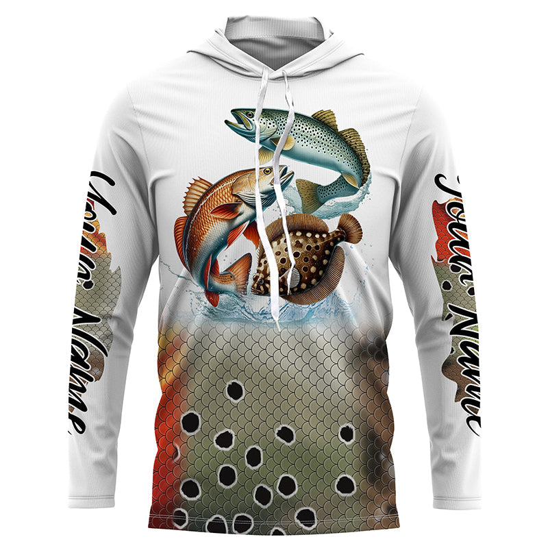 Texas inshore slam Fishing Redfish, speckled trout, flounder fishing scales Custom fishing NQS2950