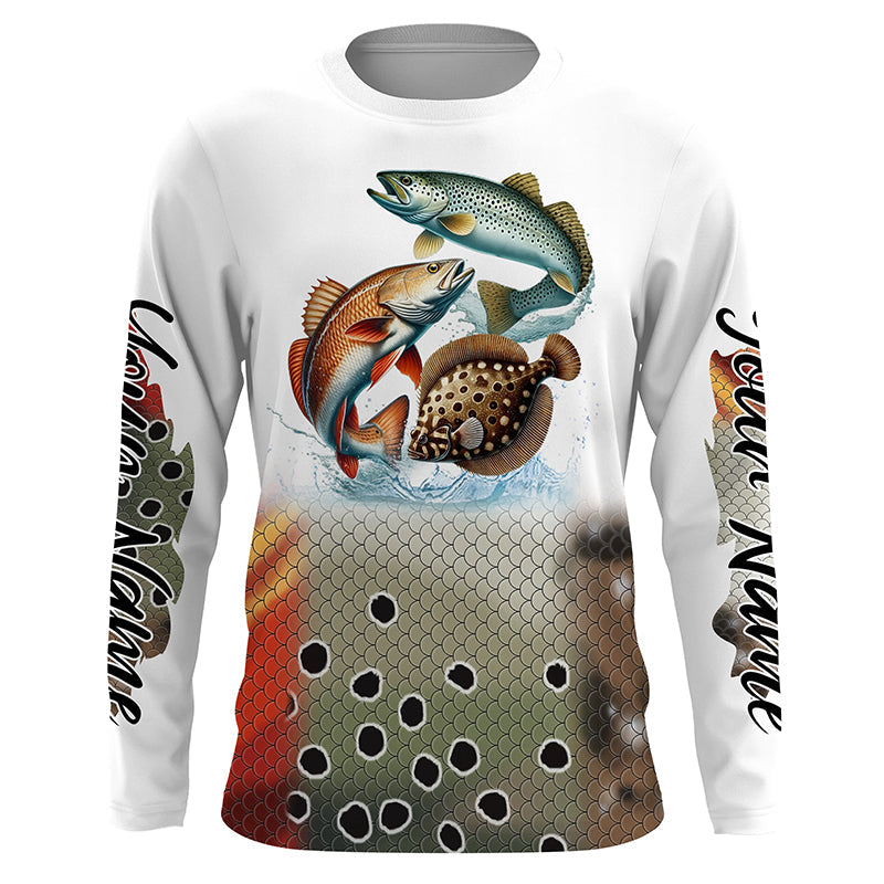 Texas inshore slam Fishing Redfish, speckled trout, flounder fishing scales Custom fishing NQS2950