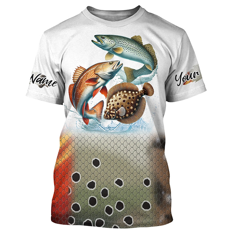 Texas inshore slam Fishing Redfish, speckled trout, flounder fishing scales Custom fishing NQS2950
