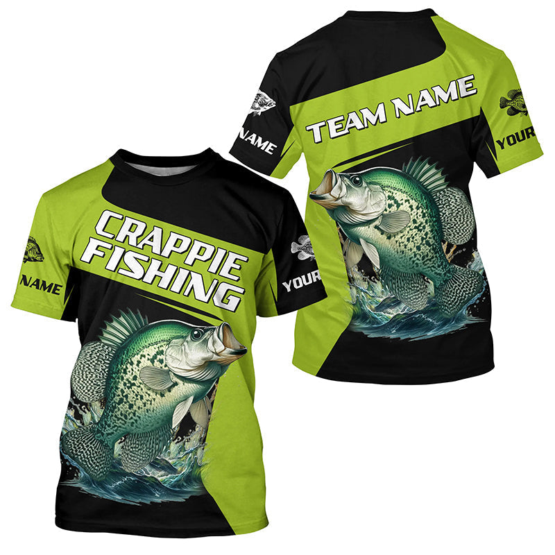 Black Green Crappie fishing Custom Long Sleeve Tournament Fishing, Crappie Fishing NQS7476