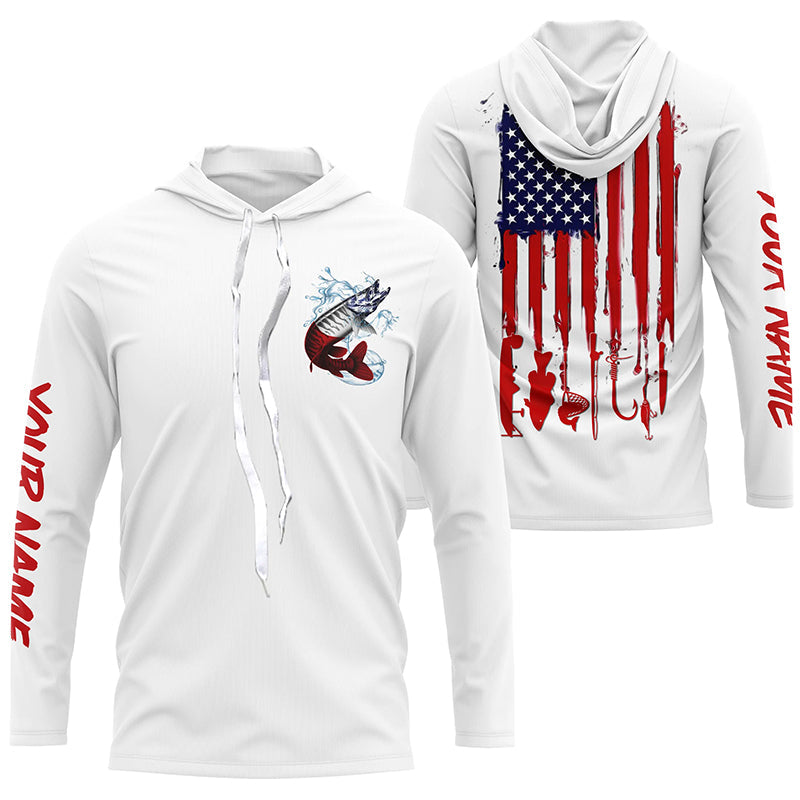 American flag Musky fishing personalized patriotic UV Protection Muskie Fishing, women NQS5741
