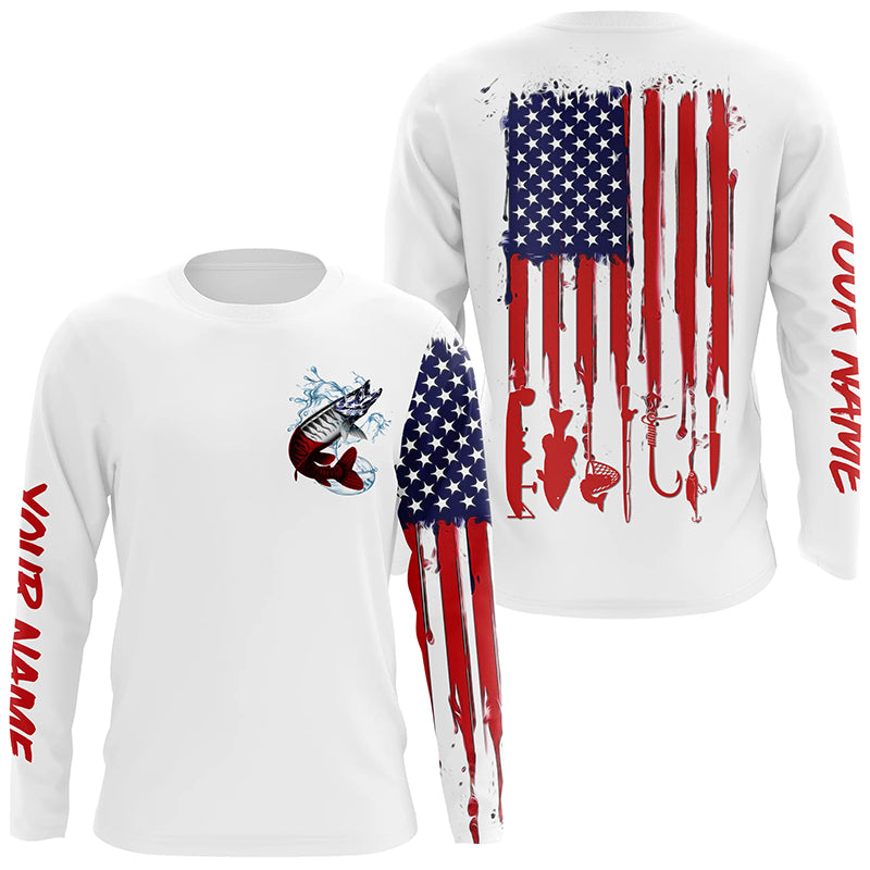 American flag Musky fishing personalized patriotic UV Protection Muskie Fishing, women NQS5741