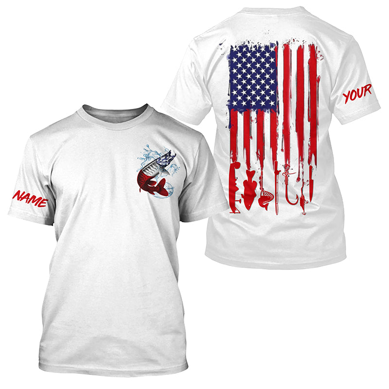 American flag Musky fishing personalized patriotic UV Protection Muskie Fishing, women NQS5741