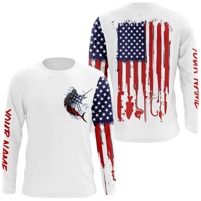 American flag Sailfish fishing personalized patriotic UV Protection Sailfish Fishing NQS5742