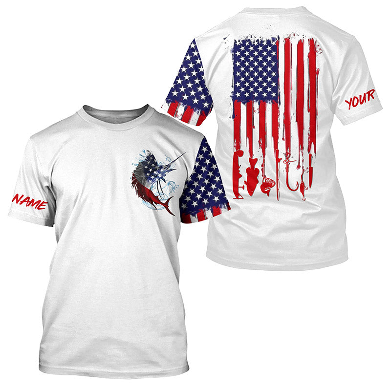 American flag Sailfish fishing personalized patriotic UV Protection Sailfish Fishing NQS5742