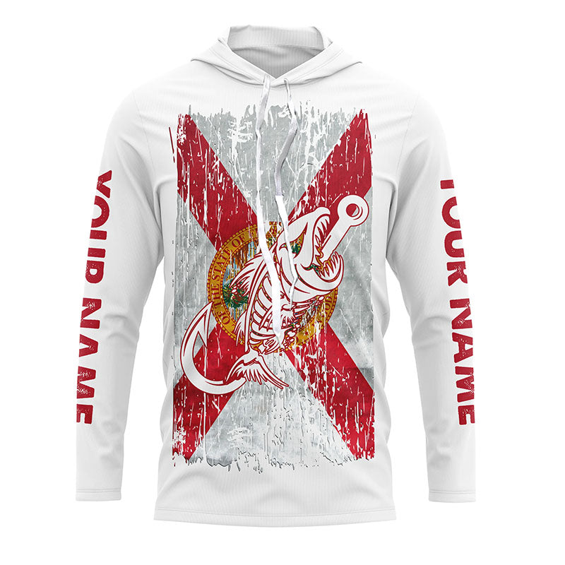 Florida flag fishing Fish hook skull Custom patriotic long sleeve sun protection fishing NQS5945
