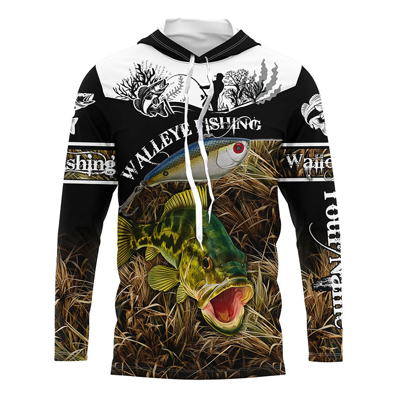 Walleye fish custom fishing Performance Long Sleeve UV protection NQS998