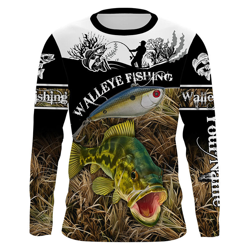Walleye fish custom fishing Performance Long Sleeve UV protection NQS998