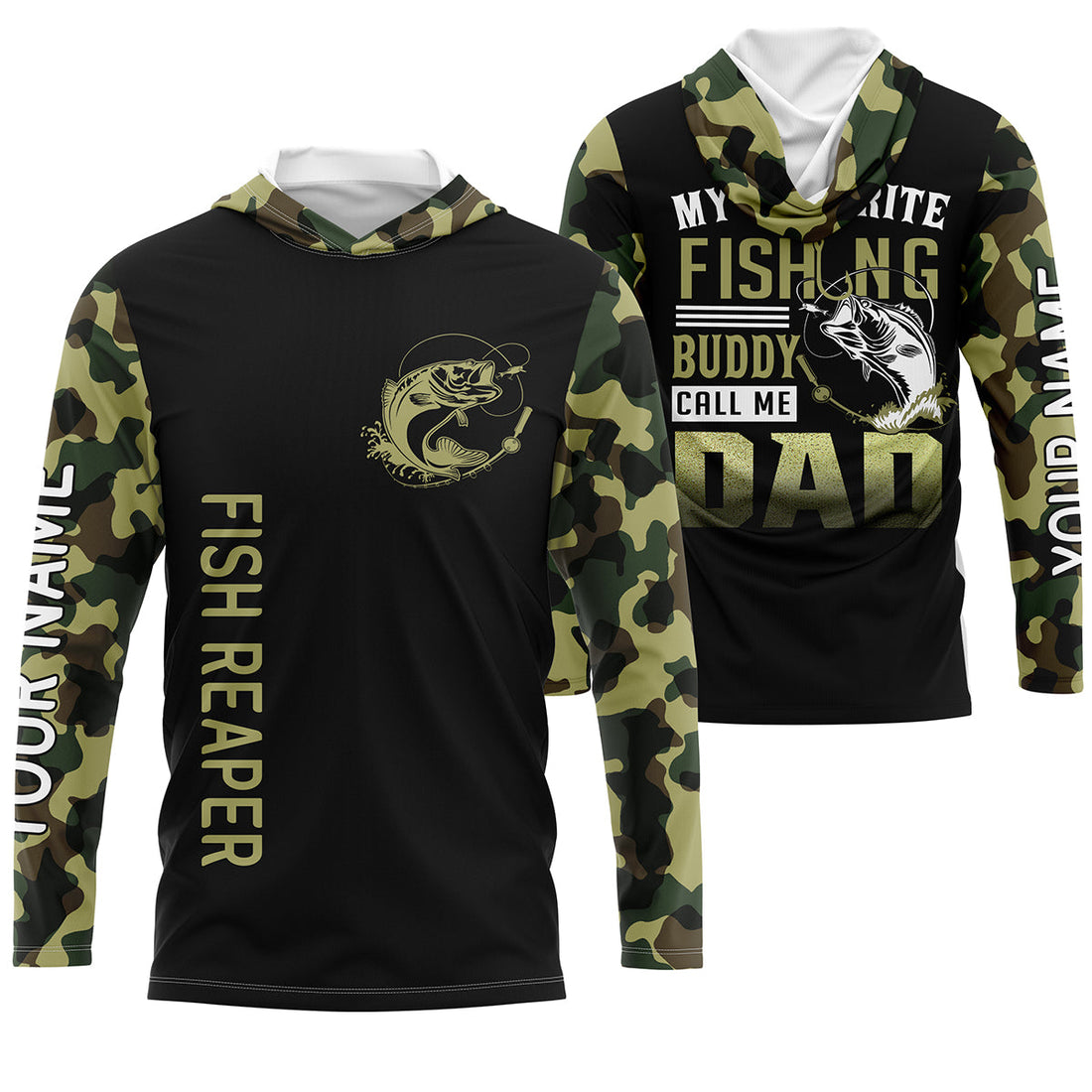 My favorite fishing buddy calls me dad Bass fishing Camo long sleeve Custom gift for dad, father NQS1165