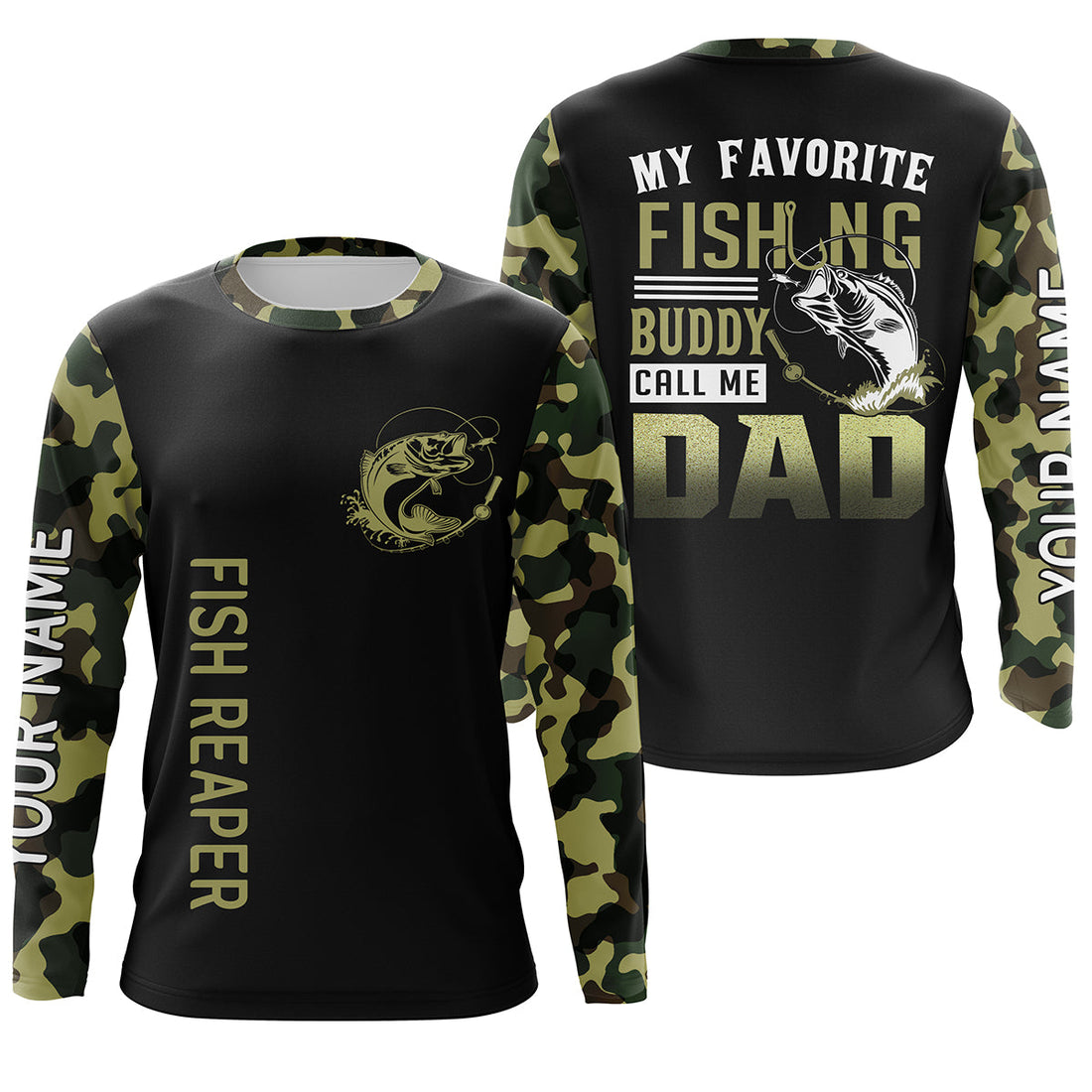 My favorite fishing buddy calls me dad Bass fishing Camo long sleeve Custom gift for dad, father NQS1165