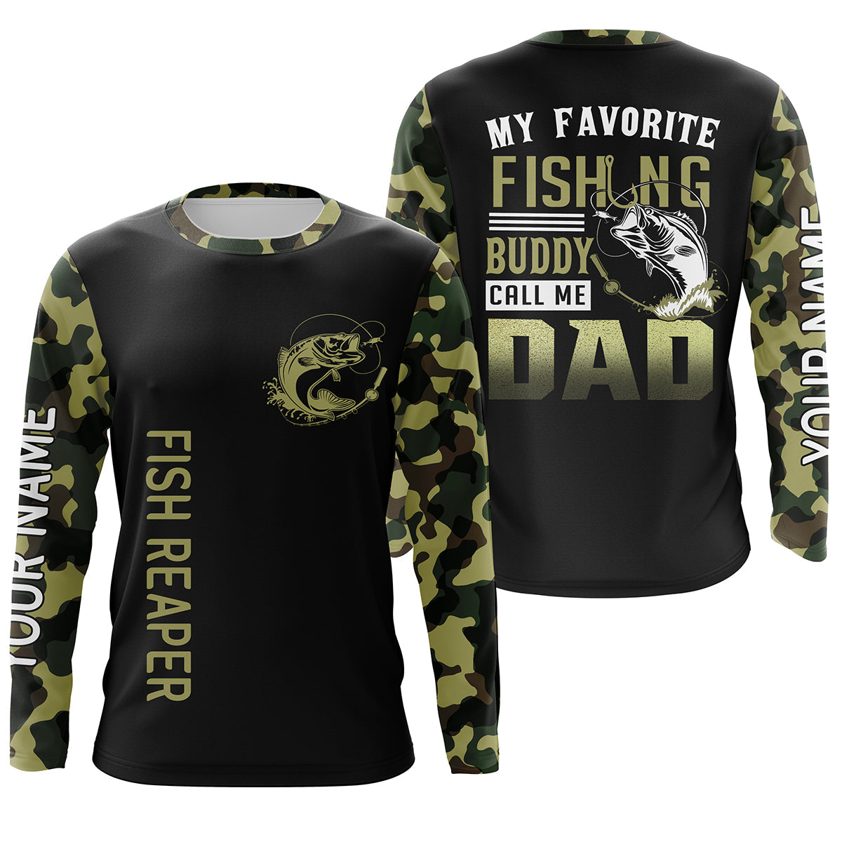 My favorite fishing buddy calls me dad Bass fishing Camo long sleeve Custom gift for dad, father NQS1165