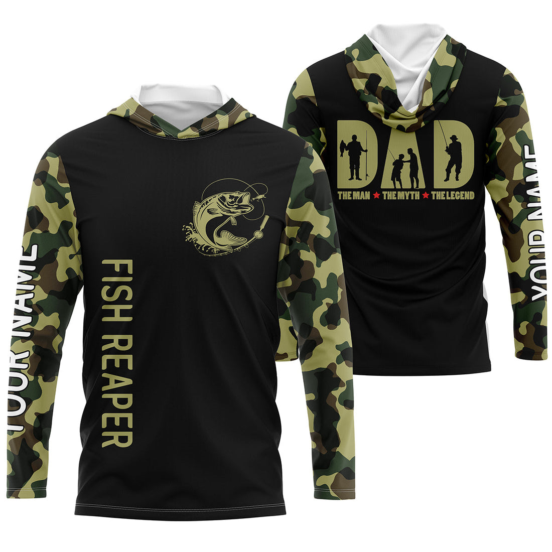 Dad The man, the myth, the legend camo Bass fishing custom sun protection fishing gift for dad NQS1166