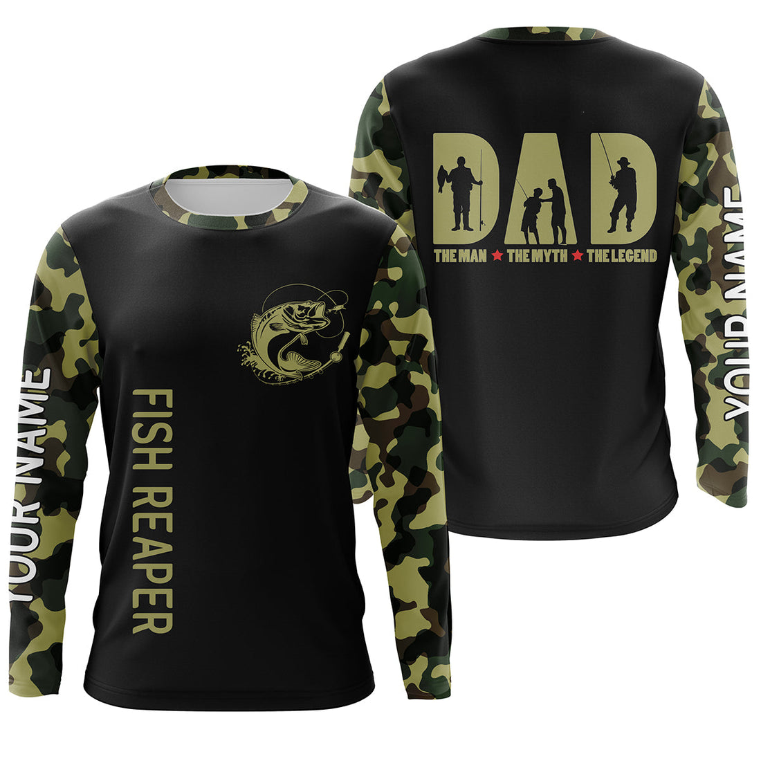 Dad The man, the myth, the legend camo Bass fishing custom sun protection fishing gift for dad NQS1166