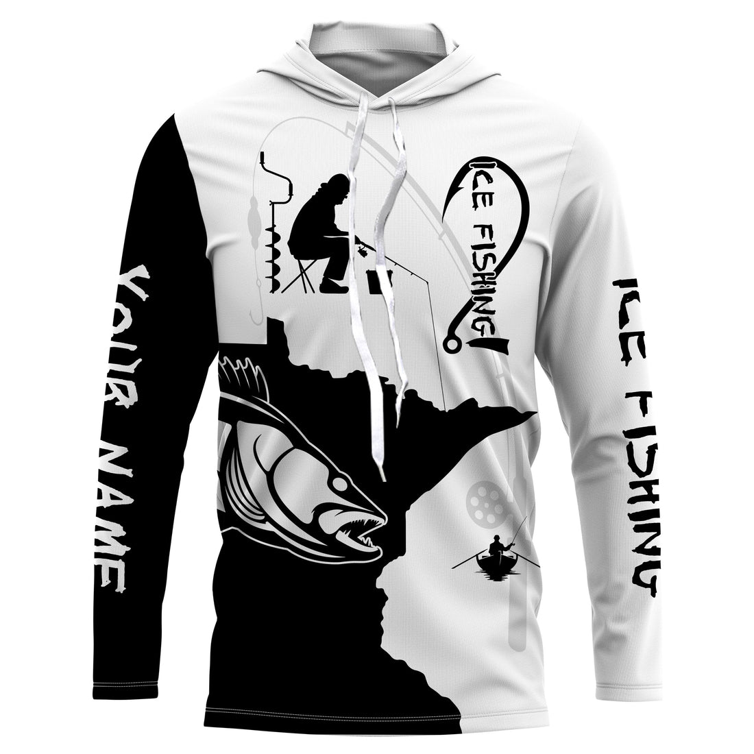 Minnesota ice fishing Walleye winter fishing Performance black and white fishing UV Protection Upf 30+ NQS2505