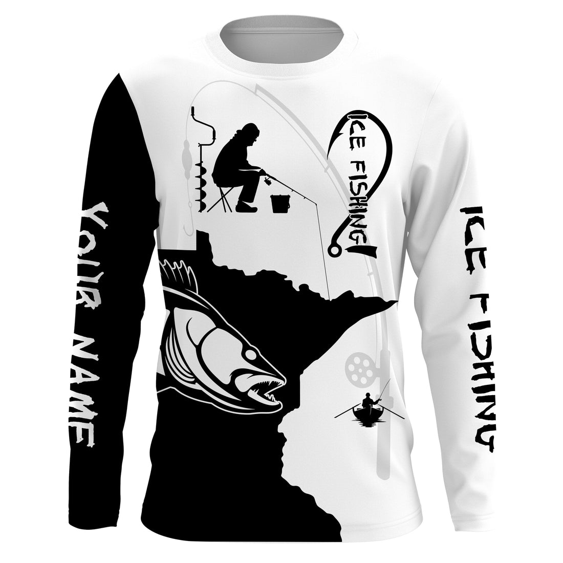 Minnesota ice fishing Walleye winter fishing Performance black and white fishing UV Protection Upf 30+ NQS2505