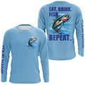 Tuna Fishing Custom sun protection Long Sleeve Performance Fishing Eat Drink Fish Repeat | Blue NQS6611