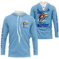 Redfish puppy drum Fishing Custom Long Sleeve Performance Fishing Eat Drink Fish Repeat | Blue NQS6612