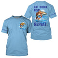 Redfish puppy drum Fishing Custom Long Sleeve Performance Fishing Eat Drink Fish Repeat | Blue NQS6612